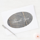 Rustiek Grijze Schuur Hout Country Wedding Bedankt Ovale Sticker (Envelop)