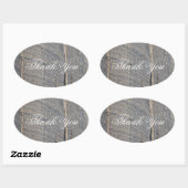 Rustiek Grijze Schuur Hout Country Wedding Bedankt Ovale Sticker (Vel)