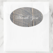 Rustiek Grijze Schuur Hout Country Wedding Bedankt Ovale Sticker (Tas)