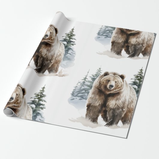 Rustiek Grizzly Beer cadeaupapier (Uitgerold)