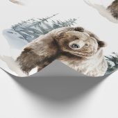 Rustiek Grizzly Beer cadeaupapier (Hoek)