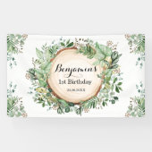 Rustiek groen 1e Verjaardag Neutraal Party Spandoek (Horizontaal)