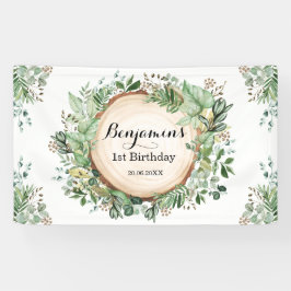 Rustiek groen 1e Verjaardag Neutraal Party Spandoek