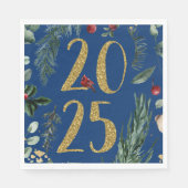Rustiek groen 2025 Blauw Nieuwjaar Vakantie Servet (Voorkant)
