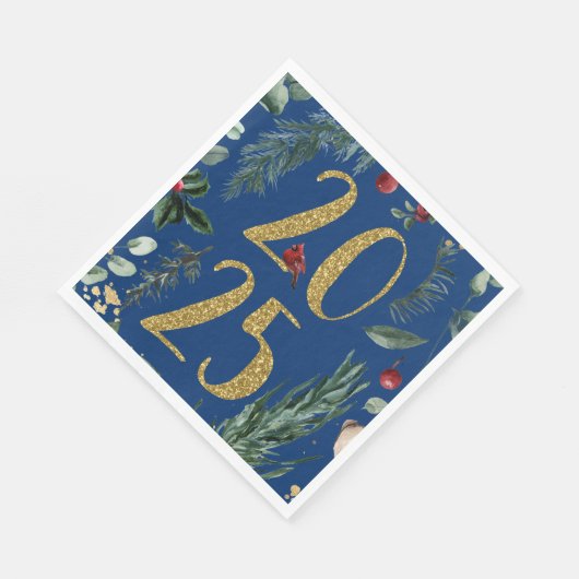 Rustiek groen 2025 Blauw Nieuwjaar Vakantie Servet (Hoek)