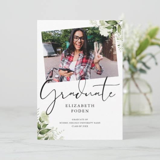 Rustiek groen 2 foto Afstuderen Kaart (Staand voorkant)