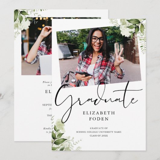 Rustiek groen 2 foto Afstuderen Kaart (Voorkant / Achterkant)