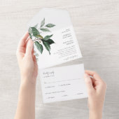 Rustiek groen All-in-One bruiloft uitnodiging (Afscheurbaar)