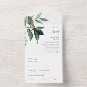 Rustiek groen All-in-One bruiloft uitnodiging (Binnen)