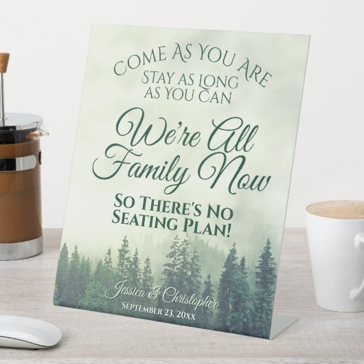 Rustiek Groen Bergbos Open Zitten Bruiloft Reclamebord Met Voetstuk (Insitu)