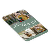 Rustiek Groen Bewaar de datum Bruiloft 3 Foto's Magneet (Rechterzijde)