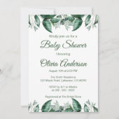 Rustiek Groen Blad Baby shower Kaart (Voorkant)