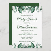 Rustiek Groen Blad Baby shower Kaart (Voorkant / Achterkant)
