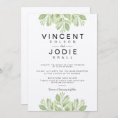 Rustiek groen blad | Waterverf bruiloft uitnodigen Kaart (Voorkant / Achterkant)