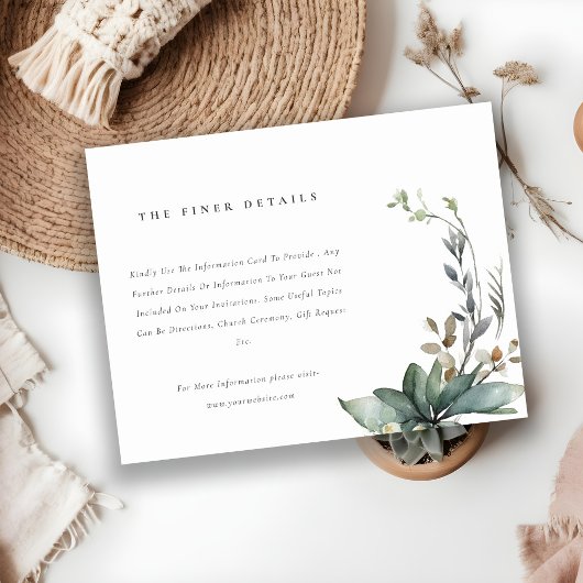 Rustiek Groen Bladblad Krans Bruiloft Details Informatiekaartje