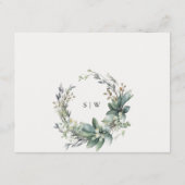 Rustiek Groen Bladblad Krans Bruiloft Details Informatiekaartje (Achterkant)