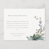 Rustiek Groen Bladblad Krans Bruiloft Details Informatiekaartje (Voorkant)