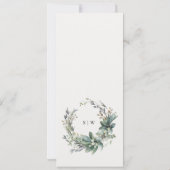 Rustiek Groen Bladblad Krans Bruiloft Menu Kaart (Achterkant)