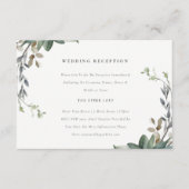 Rustiek Groen Bladblad Krans Bruiloft Receptie Informatiekaartje (Voorkant)