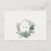 Rustiek Groen Bladblad Krans Bruiloft Receptie Informatiekaartje (Achterkant)