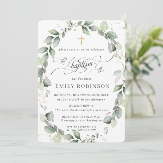 Rustiek groen Bladgroen Bladgroen Bladerkrans Goud Kaart (Staand voorkant)