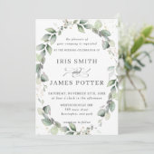 Rustiek groen Bladgroen Bladgroen Krans Gouden bru Kaart (Staand voorkant)