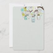Rustiek Groen Blauw Groene Mason Jars Bloemen Huwe Kaart (Achterkant)