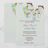 Rustiek Groen Blauw Groene Mason Jars Bloemen Huwe Kaart (Voorkant / Achterkant)