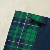 Rustiek Groen Blauw Plaid Familienaam Strandlaken (In situ)