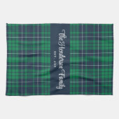 Rustiek Groen Blauw Plaid Familienaam Theedoek (Horizontaal)