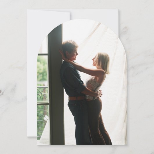 Rustiek groen Bloemen Gouden Boog Foto bruiloft Kaart (Achterkant)