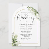 Rustiek groen Bloemen Gouden Boog Foto bruiloft Kaart (Voorkant)