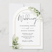 Rustiek groen Bloemen Gouden Boog Monogram Huwelij Kaart (Voorkant)