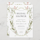 Rustiek groen & bloemenbruids douche uitnodiging (Voorkant / Achterkant)