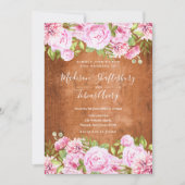 Rustiek groen Blush Roze Pioen Bruiloft Kaart (Voorkant)