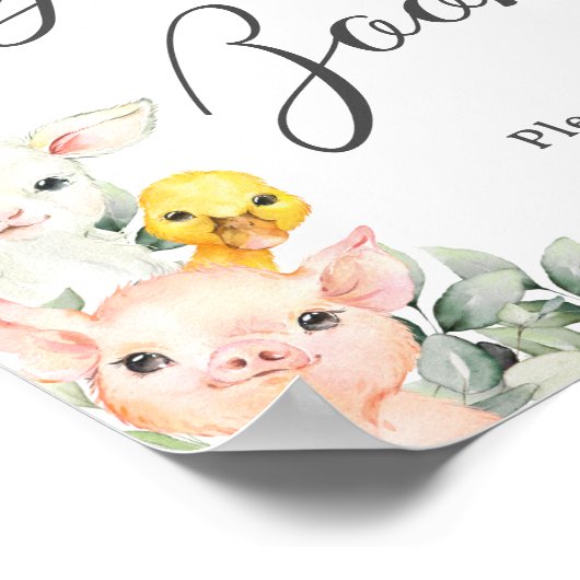 Rustiek groen Boerderij Dieren Baby Gastenboek tek Poster (Hoek)