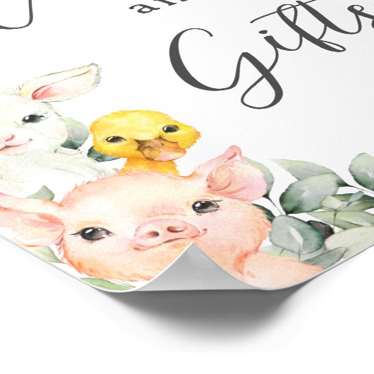 Rustiek groen Boerderij Dieren Baby Kaarten en ges Poster (Hoek)