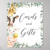 Rustiek groen Boerderij Dieren Baby Kaarten en ges Poster (Voorkant)