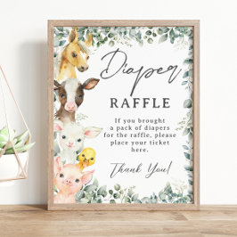 Rustiek groen Boerderij Dieren Baby Luier Raffle Poster