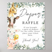 Rustiek groen Boerderij Dieren Baby Luier Raffle Poster (Voorkant)