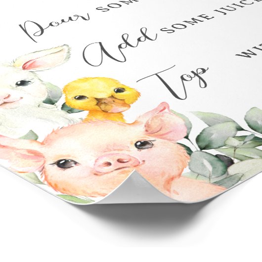 Rustiek groen Boerderij Dieren Baby Moomosa Bar Te Poster (Hoek)