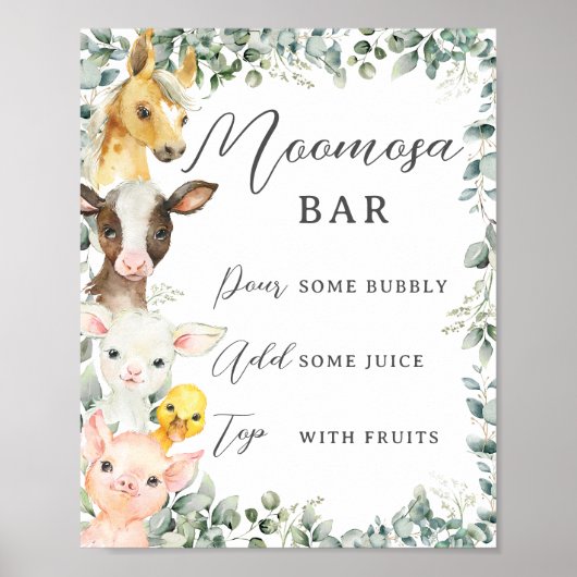 Rustiek groen Boerderij Dieren Baby Moomosa Bar Te Poster (Voorkant)