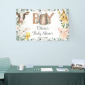 Rustiek groen Boerderij Dieren Baby shower Achterg Spandoek (Beurs)
