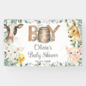 Rustiek groen Boerderij Dieren Baby shower Achterg Spandoek (Horizontaal)