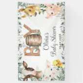 Rustiek groen Boerderij Dieren Baby shower Achterg Spandoek (Verticaal)