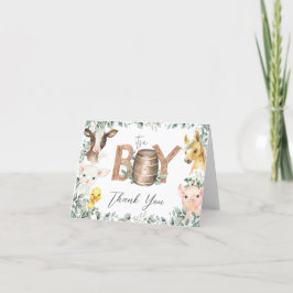 Rustiek groen Boerderij Dieren Baby shower gevouwe Bedankkaart