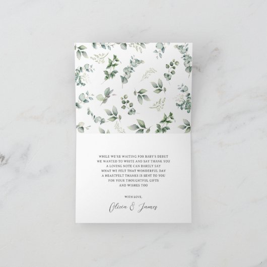 Rustiek groen Boerderij Dieren Baby shower gevouwe Bedankkaart (Binnen)