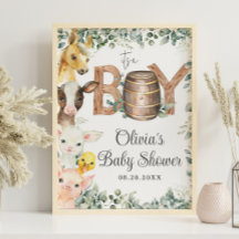 Rustiek groen Boerderij Dieren Baby shower Welkom