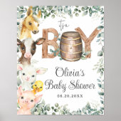 Rustiek groen Boerderij Dieren Baby shower Welkom Poster (Voorkant)