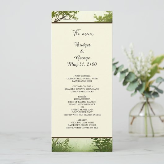 rustiek groen boom Lijst bruiloft programma Programmakaart (Staand voorkant)